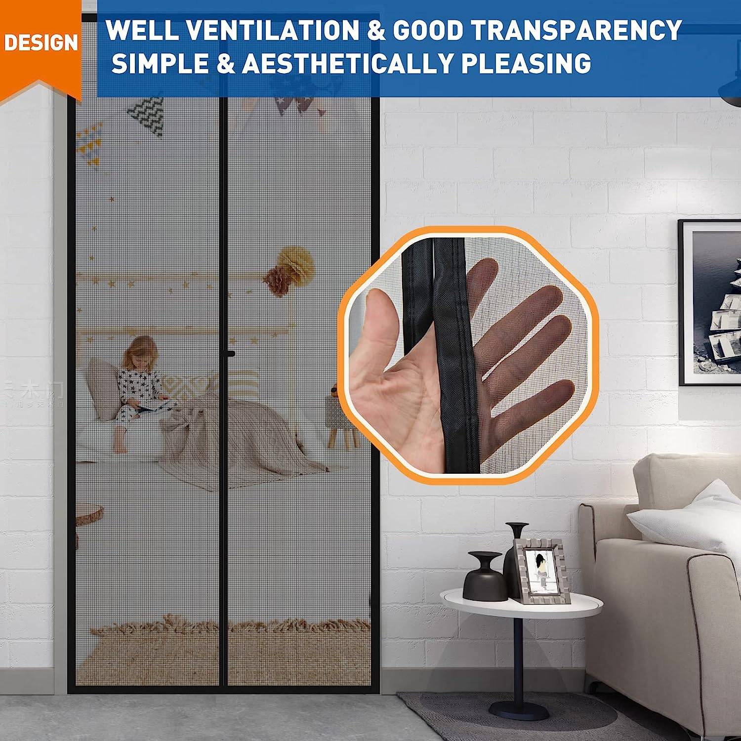 Mosquito Mesh Door - Black, 60cm (W) x 180cm (H) - for Caravans/RV: image 3